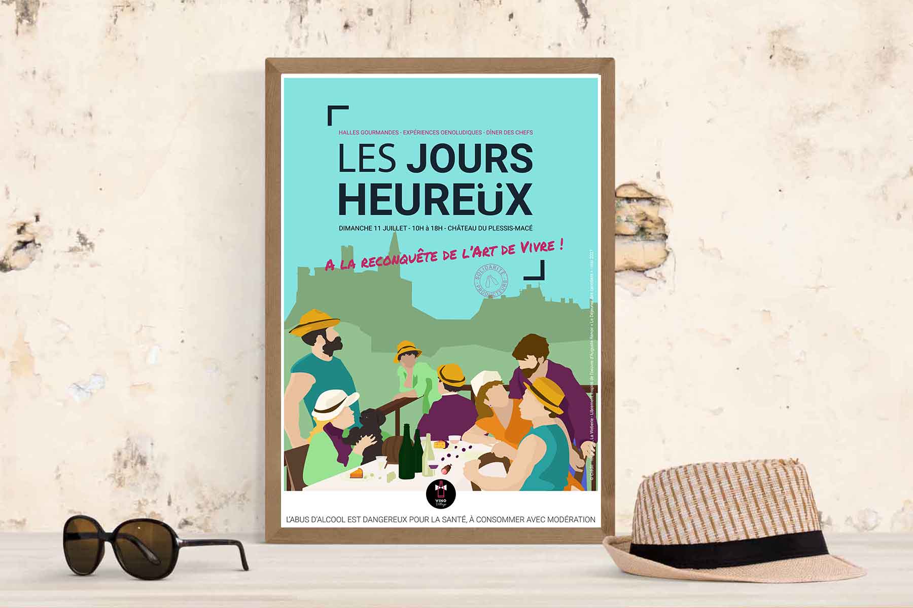 Affiche les jours heureux encadrée