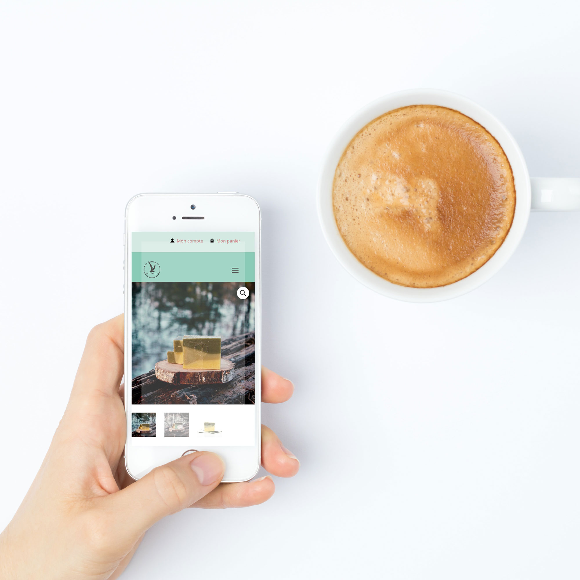 Mockup site mobile le Savon et l'Oiseau