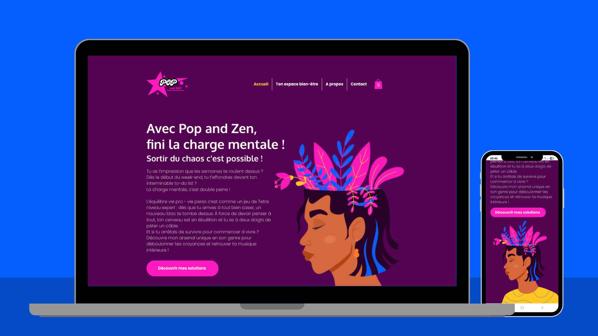 Mockup site web pop and zen desktop et mobile
