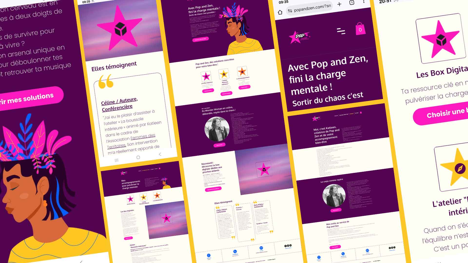 planche maquettes site web pop and zen