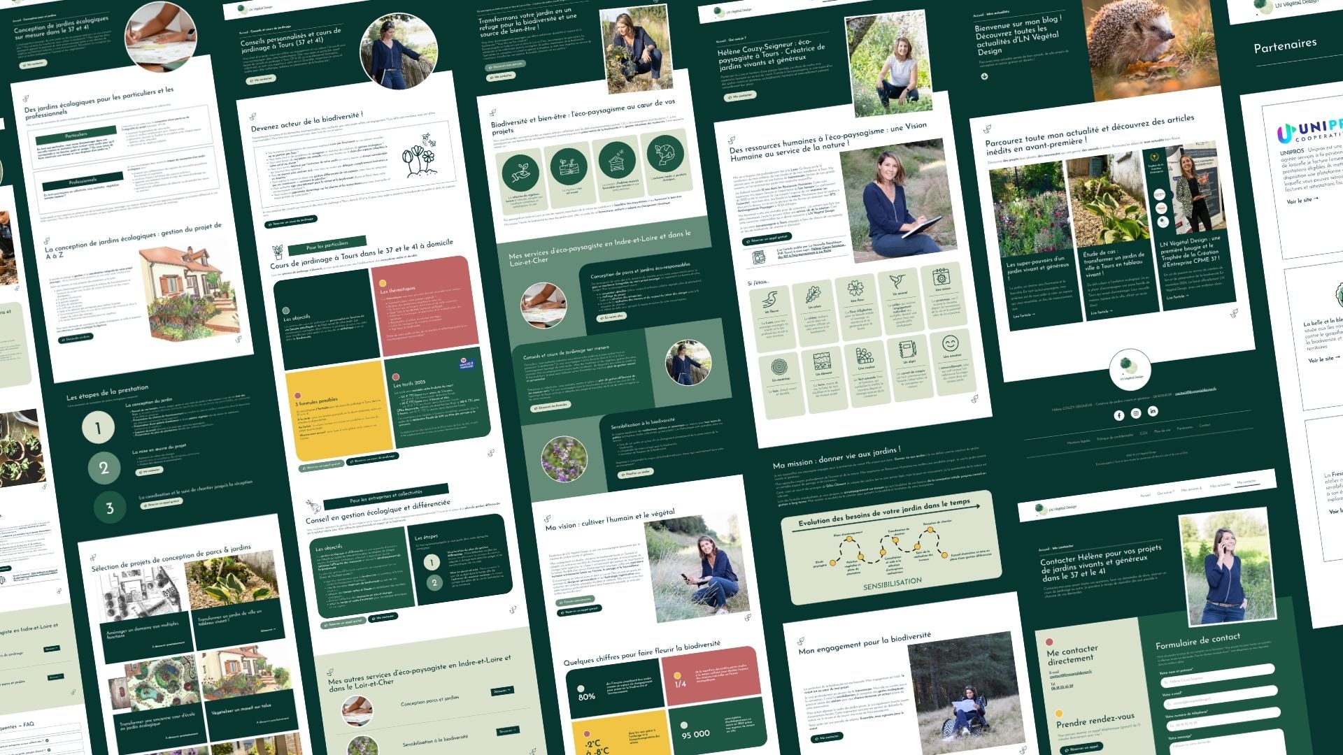 Maquettes site web LN Végétal Design, éco-paysagiste en Indre-et-Loire et dans le Loir-et-Cher