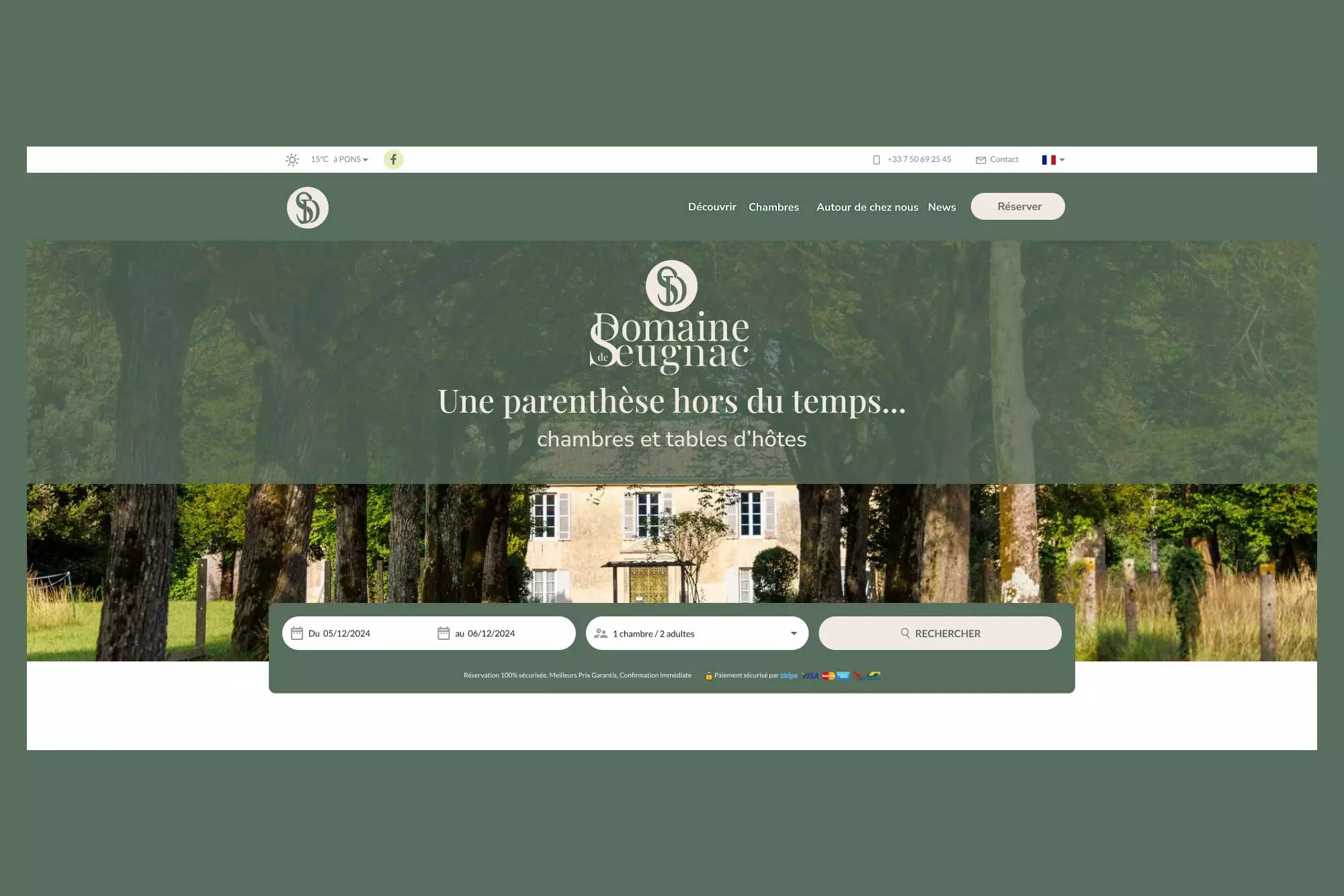 Maquette site web chambres et tables d'hotes